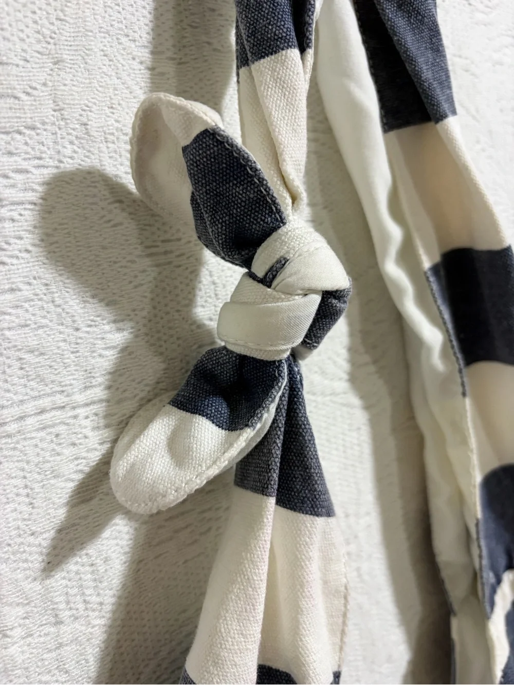 Garage Navy Blue & White Striped Canvas Slouchy Hobo Bag